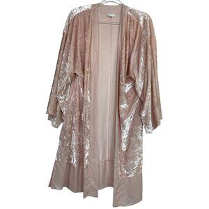 Shimera Blush Pink Crushed Velvet Kimono Cardigan Large Luxurious Glamour Y2K